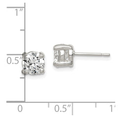 Sterling Silver 6mm Round CZ Stud Earrings