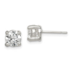 Sterling Silver 6mm Round CZ Stud Earrings