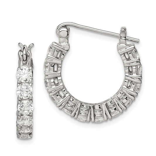 Rhodium-plated Sterling Silver CZ Hoop Earrings