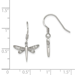 Sterling Silver CZ Dragonfly Earrings