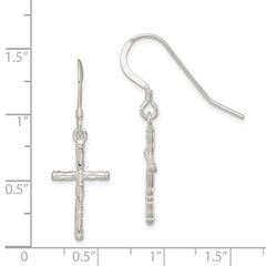 Sterling Silver Polished Cross Earrings