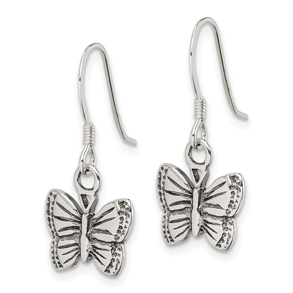 Sterling Silver Antiqued Butterfly Earrings