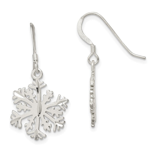 Sterling Silver Satin Snowflake Earrings