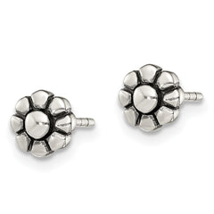 Sterling Silver Antique Flower Stud Earrings