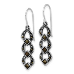 Sterling Silver Antiqued Marcasite Dangle Earrings