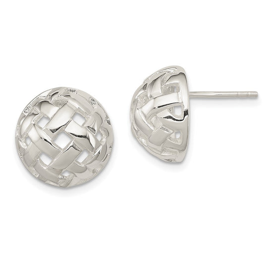 Sterling Silver 14mm Fancy Button Post Earrings