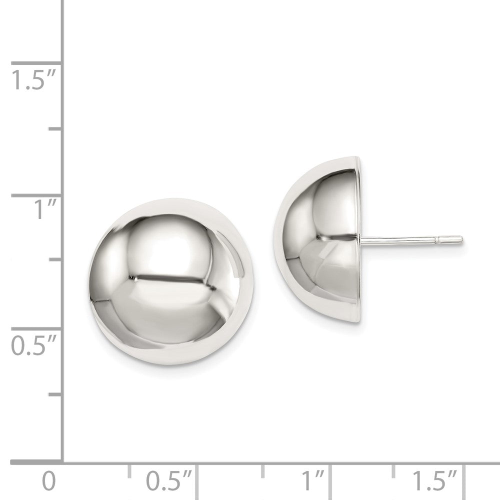 Sterling Silver Polished 16mm Button Earrings