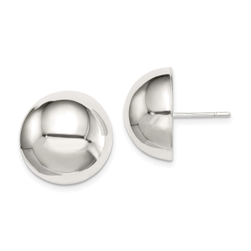 Sterling Silver Polished 16mm Button Earrings
