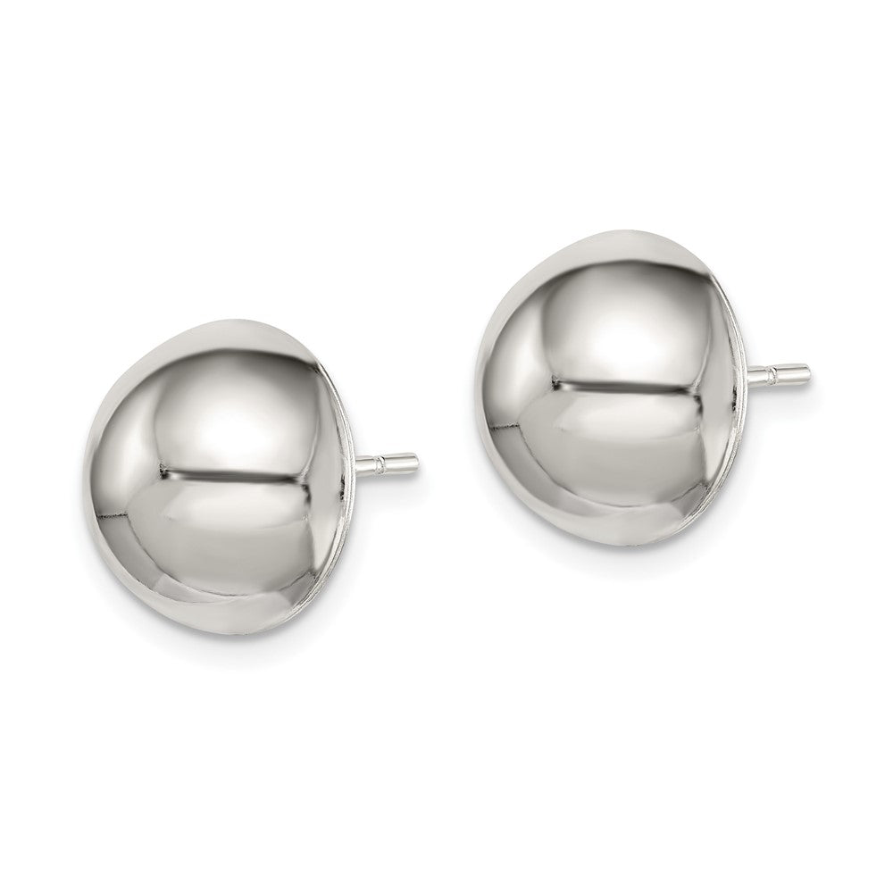 Sterling Silver Polished 12mm Button Earrings