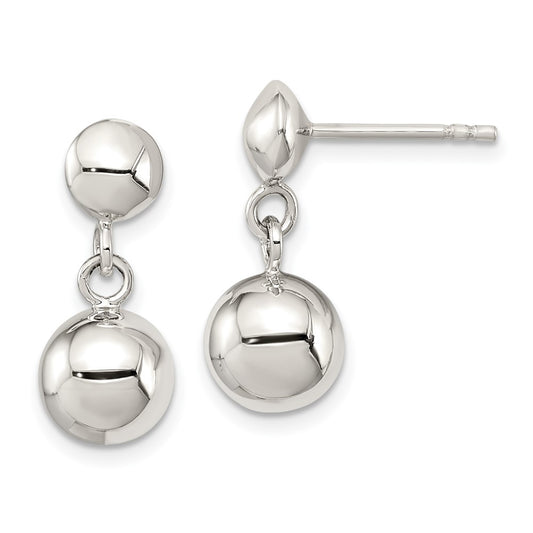 Sterling Silver 8mm Dangle Ball Post Earrings