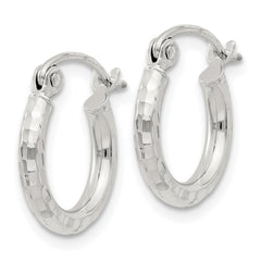 Sterling Silver 2mm Diamond-cut Hoop Earrings