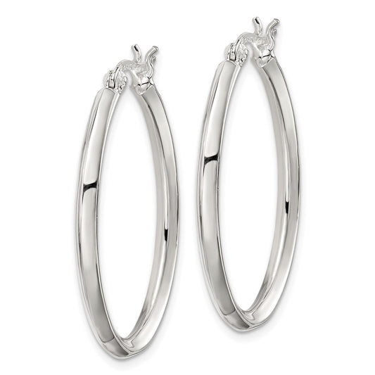 Sterling Silver 3mm Oval Hoop Earrings