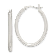 Sterling Silver 3mm Oval Hoop Earrings