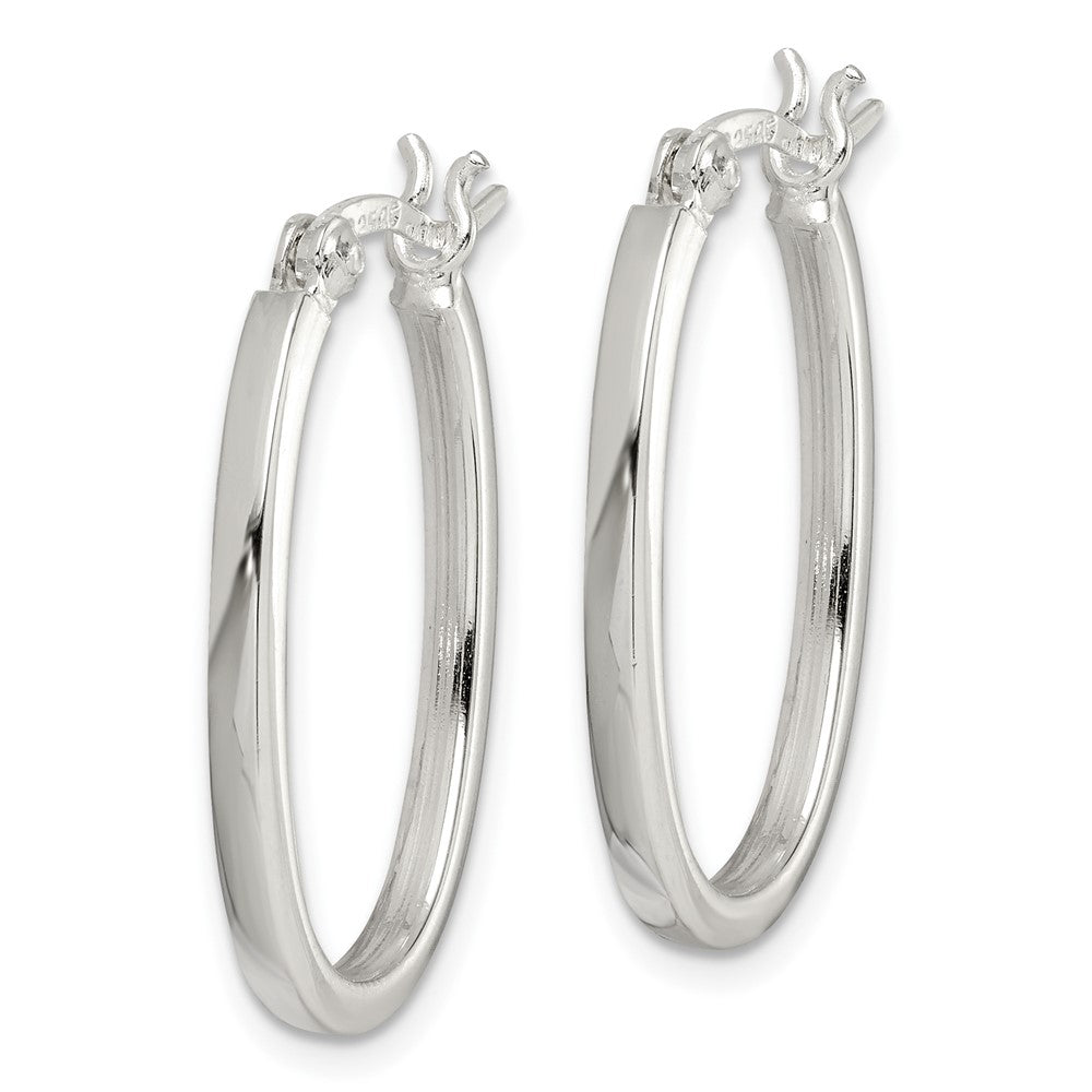 Sterling Silver 2.00mm Square Tube Oval Hoop Earrings