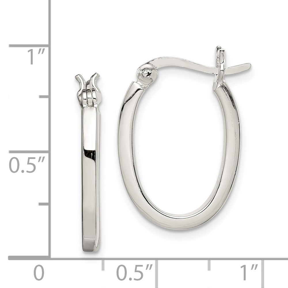 Sterling Silver 2.00mm Square Tube Oval Hoop Earrings