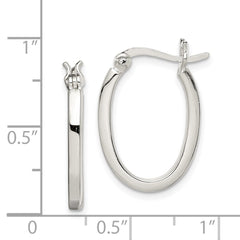 Sterling Silver 2.00mm Square Tube Oval Hoop Earrings