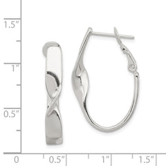 Sterling Silver Twisted Oval Omega Back Hoop Earrings