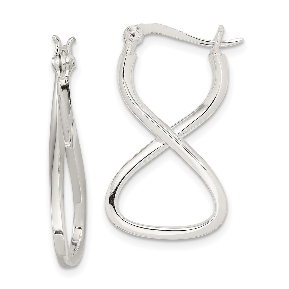 Sterling Silver Twisted Oval Hoop Earrings