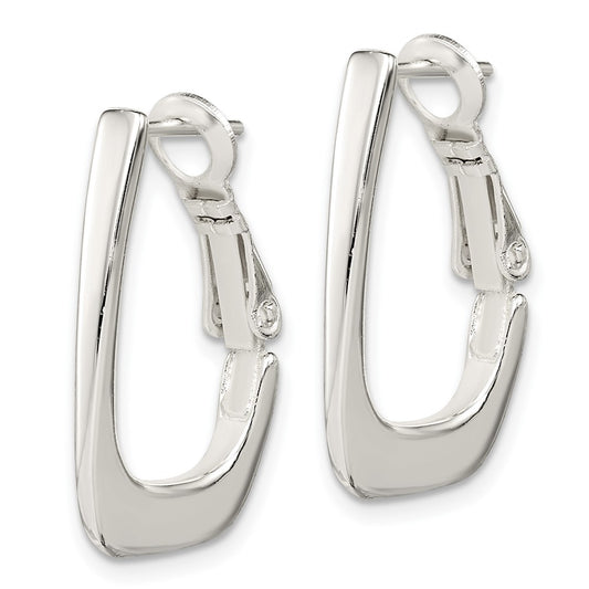 Sterling Silver Tapered Omega Back Hoop Earrings