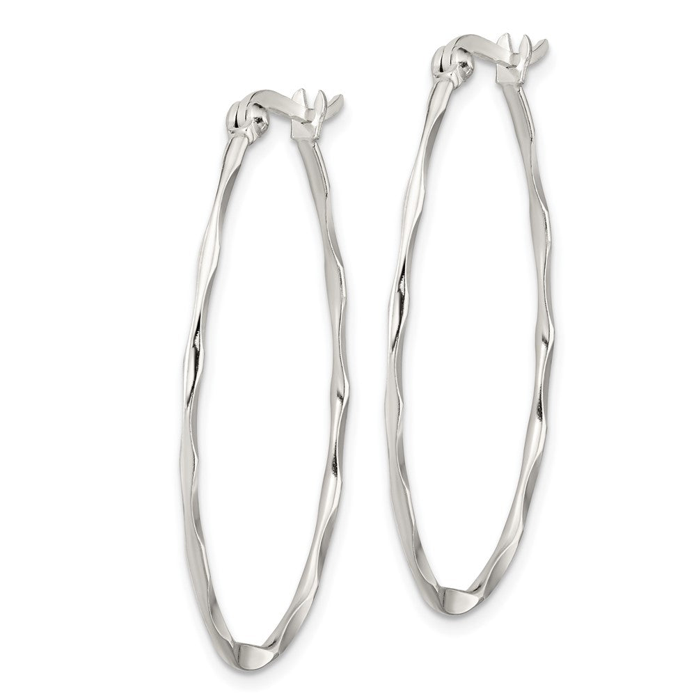 Sterling Silver Twisted Oval Hoop Earrings