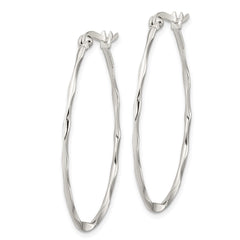 Sterling Silver Twisted Oval Hoop Earrings