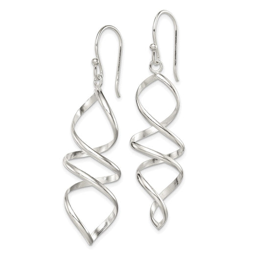 Sterling Silver Corkscrew Twisted Dangle Earrings