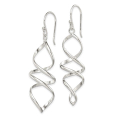 Sterling Silver Corkscrew Twisted Dangle Earrings