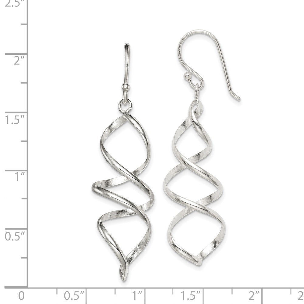 Sterling Silver Corkscrew Twisted Dangle Earrings