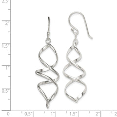 Sterling Silver Corkscrew Twisted Dangle Earrings