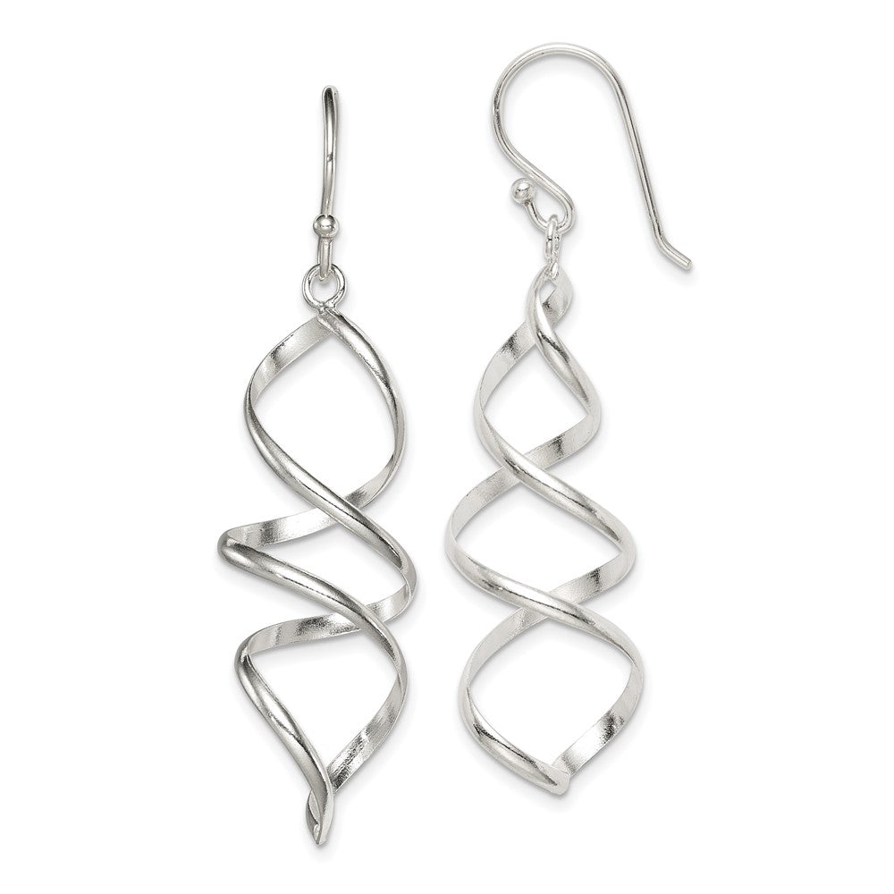 Sterling Silver Corkscrew Twisted Dangle Earrings