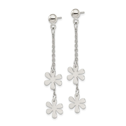 Sterling Silver Flower Dangle Post Earrings