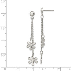 Sterling Silver Flower Dangle Post Earrings