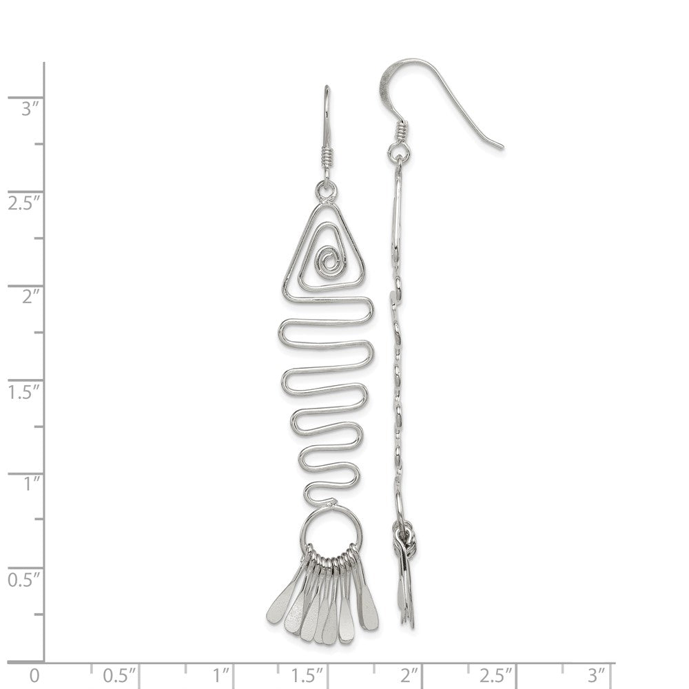 Sterling Silver Fancy Geometric Fish Earrings