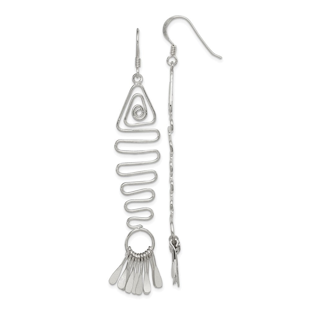 Sterling Silver Fancy Geometric Fish Earrings