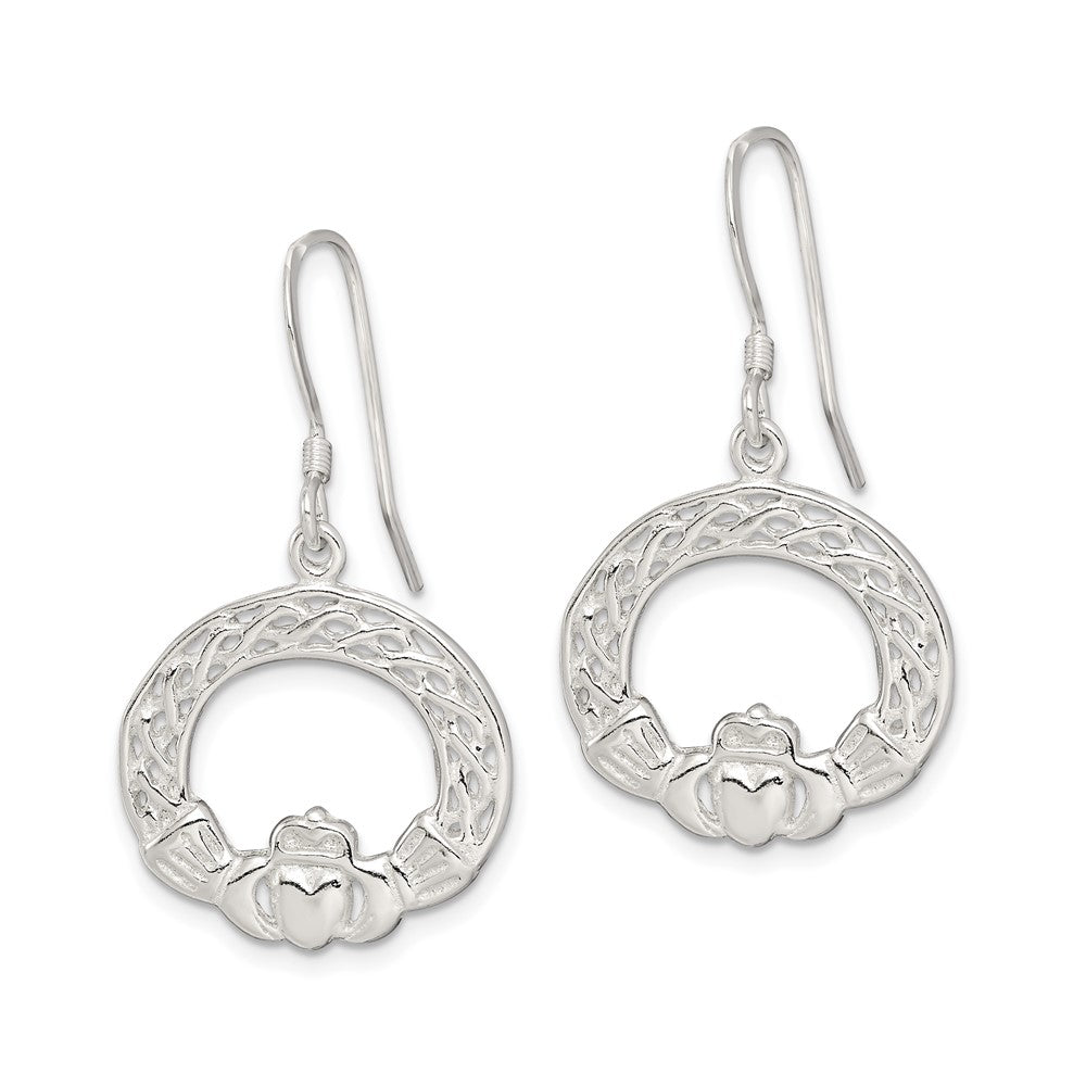 Sterling Silver Celtic Knot Claddagh Earrings