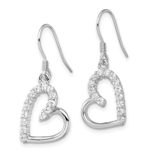 Sterling Silver CZ Heart Earrings