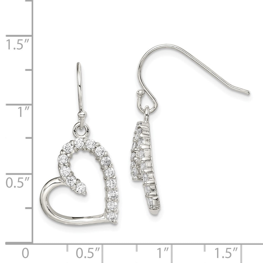 Sterling Silver CZ Heart Earrings