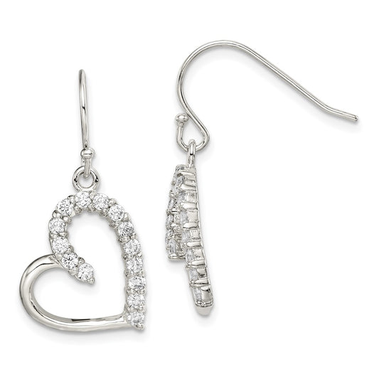 Sterling Silver CZ Heart Earrings