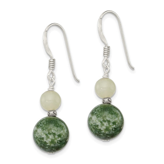 Sterling Silver Green Moss Agate Green Quartz Earrings