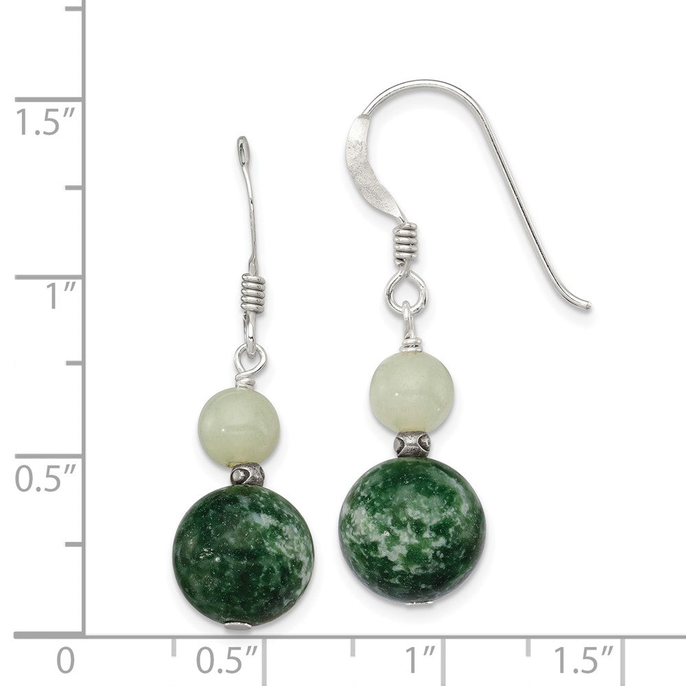 Sterling Silver Green Moss Agate Green Quartz Earrings