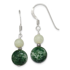 Sterling Silver Green Moss Agate Green Quartz Earrings