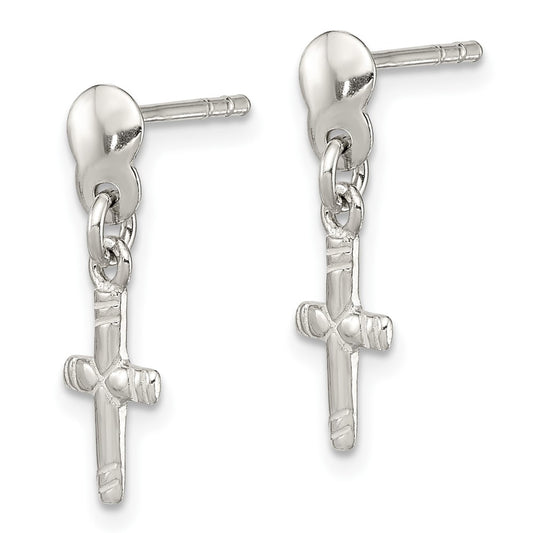 Sterling Silver Dangle Cross Earrings