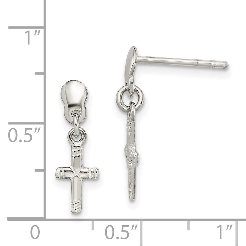 Sterling Silver Dangle Cross Earrings