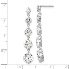 Rhodium-plated Sterling Silver Clear CZ Journey Dangle Post Earrings