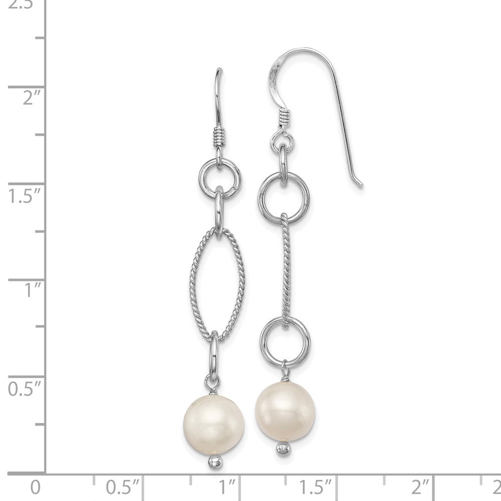 Rhodium-plated Sterling Silver FWC Pearl Earrings