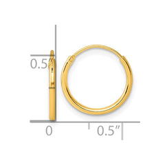 Yellow Gold-plated Sterling Silver 1.3mm Endless Hoop Earrings