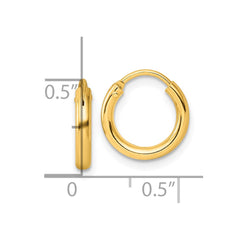 Yellow Gold-plated Sterling Silver Polished 2mm Round Endless Hoop Earrings