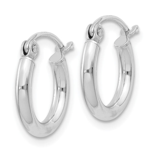 Rhodium-plated Sterling Silver 2mm Round Hoop Earrings