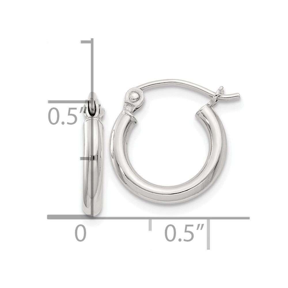 Sterling Silver 2mm Round Hoop Earrings