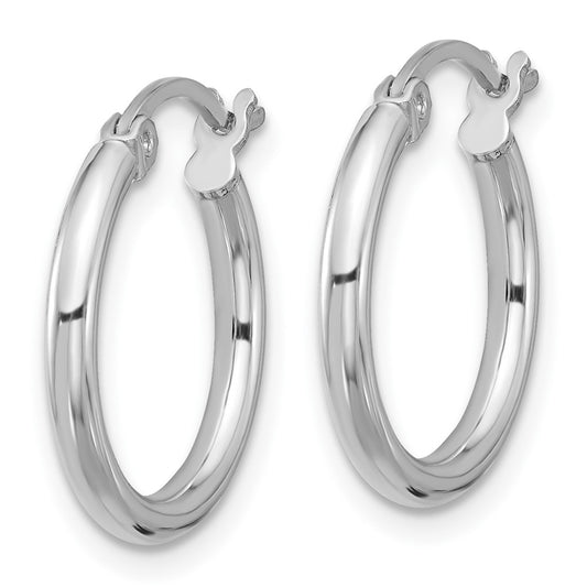 Rhodium-plated Sterling Silver 2mm Round Hoop Earrings